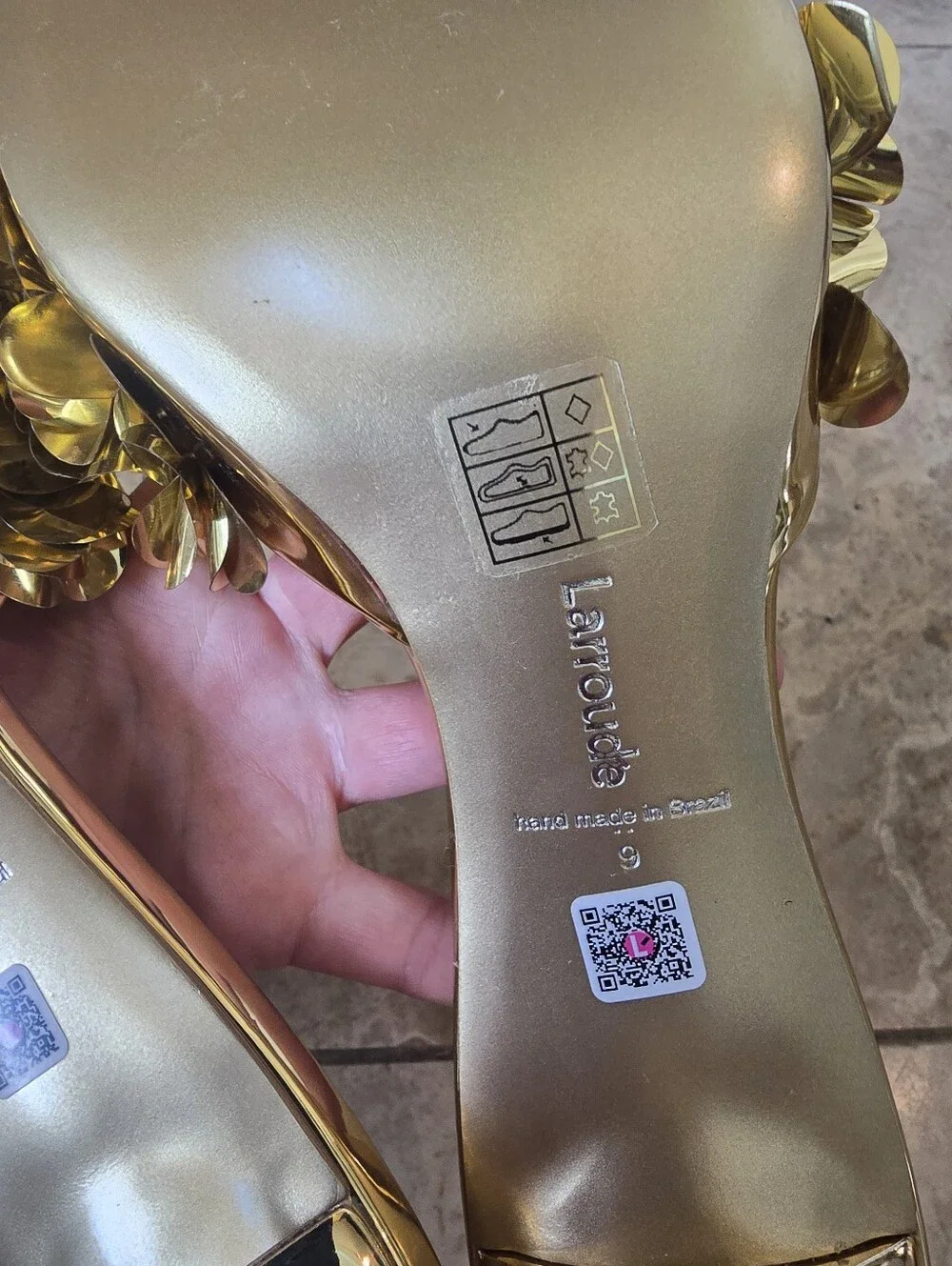NWOB Larroude Greta Disco Mules Gold Size 9